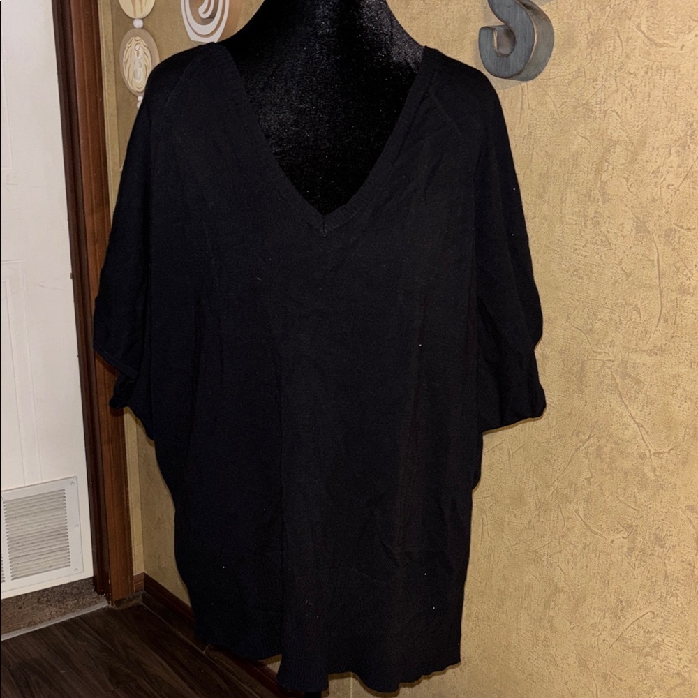 22/24 2x dolman sleeve Lane Bryant Black V-Neck Tunic Top knit dolman sleeves